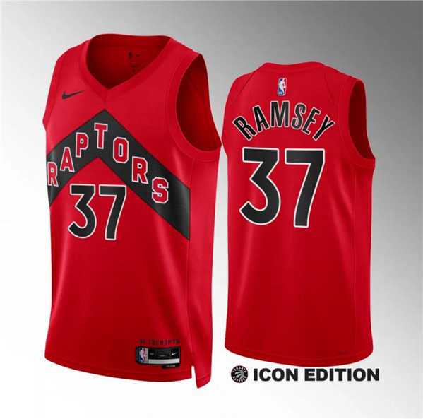Men%27s Toronto Raptors #37 Jahmi%27us Ramsey Red Icon Edition Stitched Basketball Jersey Dzhi->toronto raptors->NBA Jersey